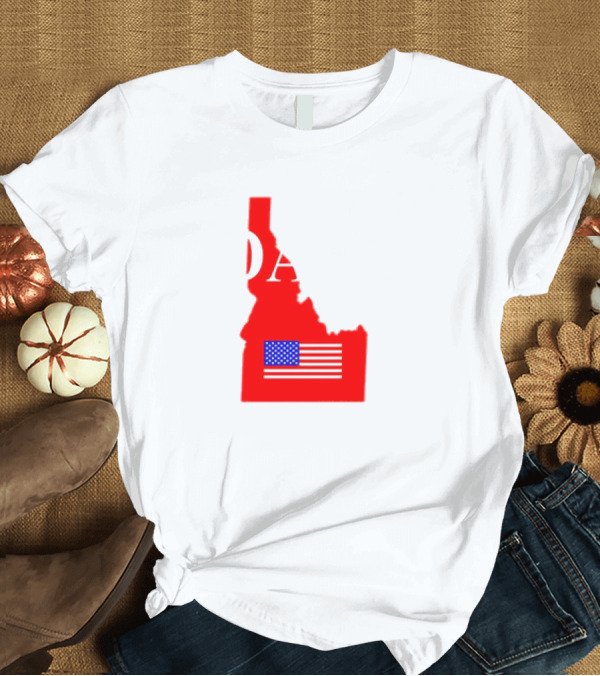 T-Shirt: Don’t California My Idaho Red State Outline with American Flag T-Shirt Don’t California My Idaho Red State Outline with American Flag T-Shirt