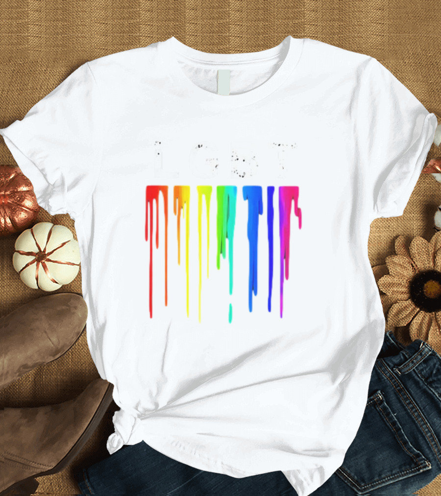 LGBT Rainbow Dripping Paint Watercolor T-Shirt
