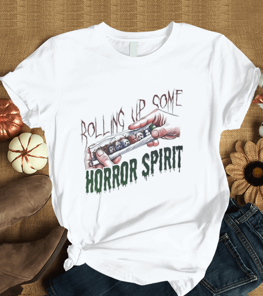 Rolling Up Some Horror Spirit Halloween Masked Faces T-Shirt