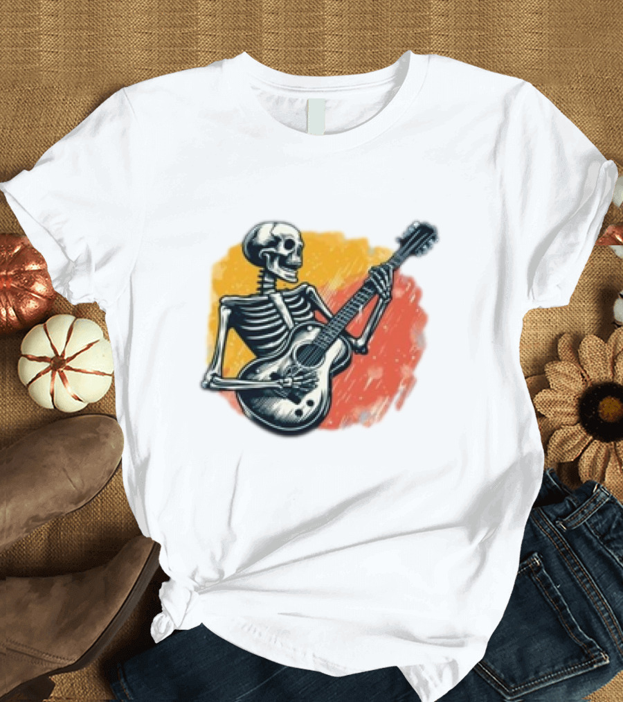 Skeleton Guitarist Rock Band Iconic T-Shirt