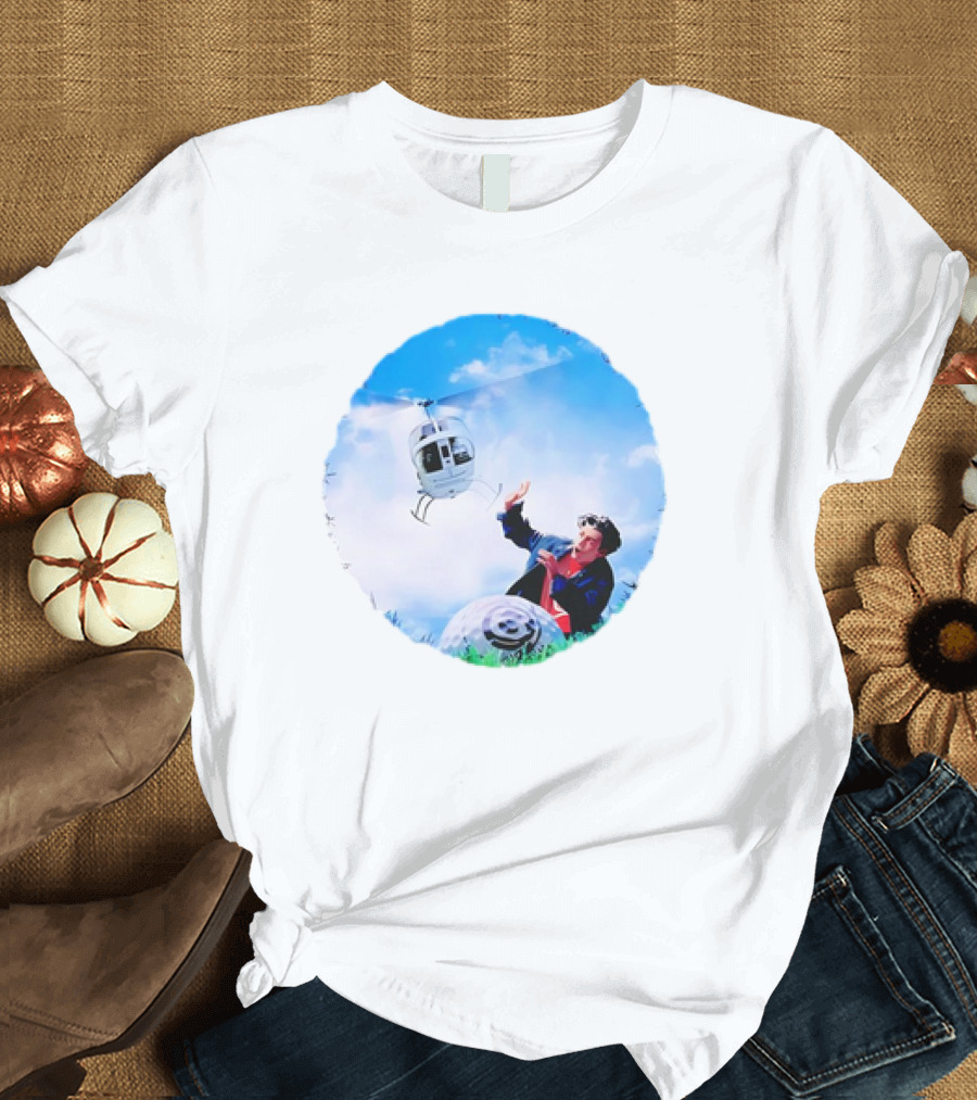 Pouya Happy Hunting 2024 Helicopter and Smile Face Balloon Adventure T-Shirt