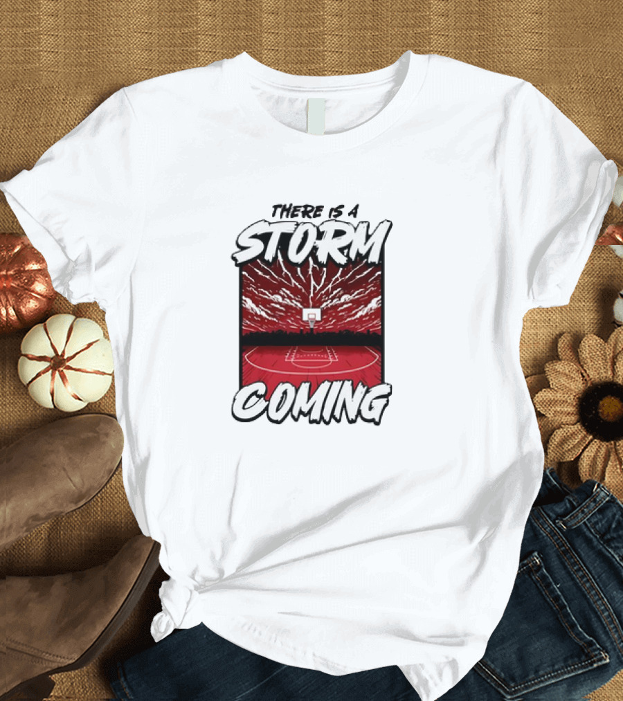 THERE IS A STORM COMING BASKETBALL COURT LIGHTNING SKY T-Shirt