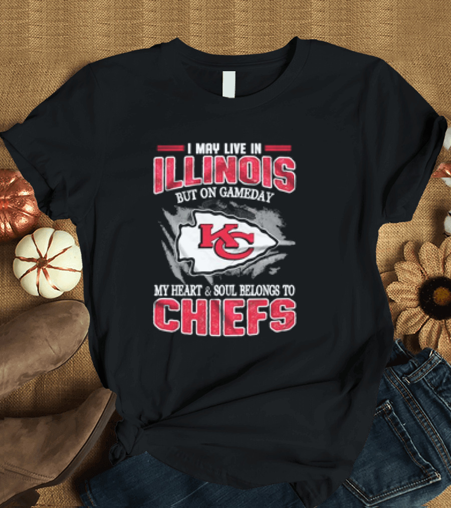 Illinois Gameday Heart and Soul Belongs to Kansas City Chiefs T-Shirt