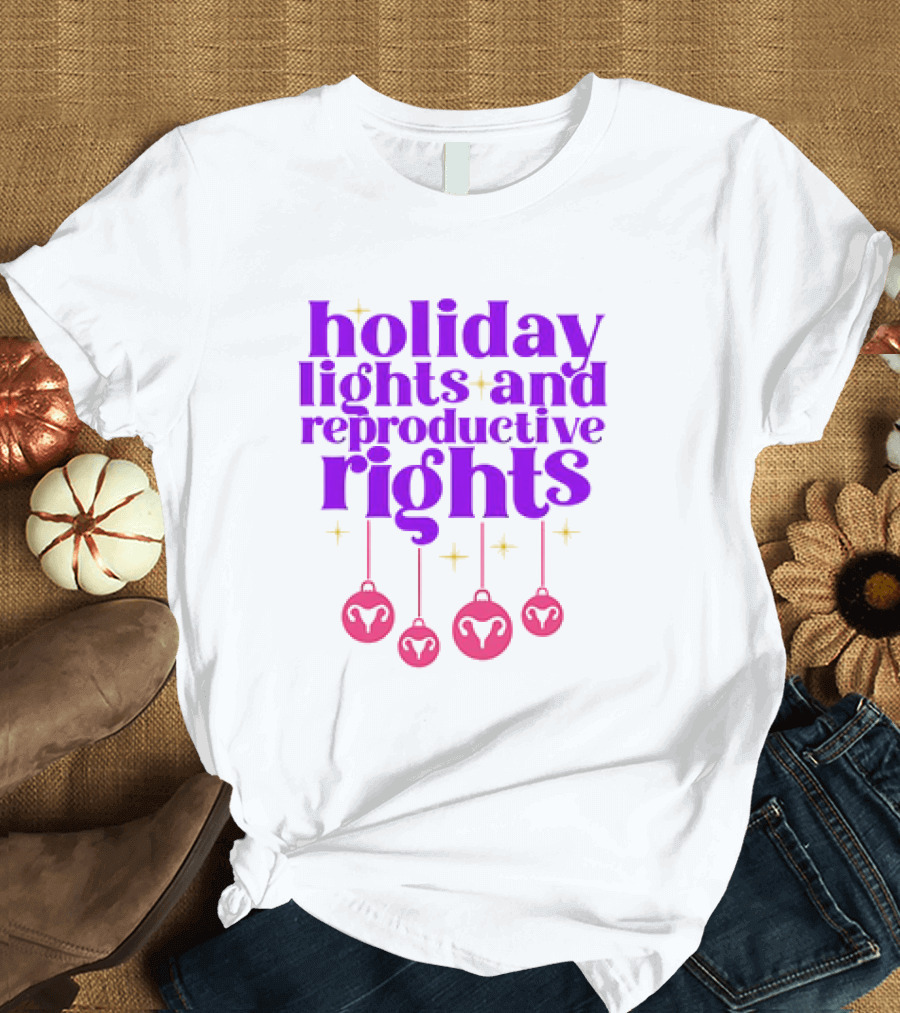 Holiday Lights and Reproductive Rights Ornaments with Symbols T-Shirt