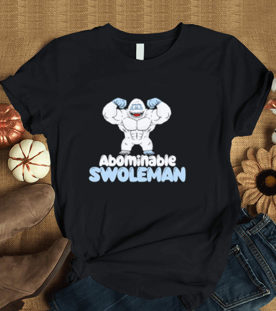 Abominable Swoleman Flexing Cartoon Yeti Meme T-Shirt