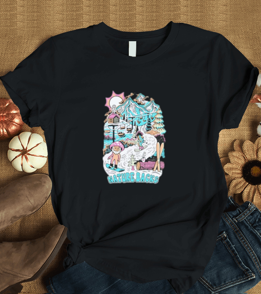 Nature Backs Mountain Cabin Adventure in Winter Wonderland T-Shirt