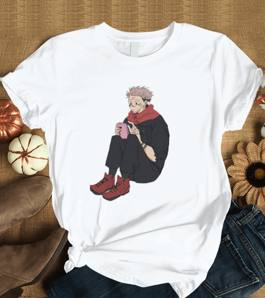 Yuji Itadori Mode Ryomen Sukuna Playing with Phone Jujutsu Kaisen Anime T-Shirt