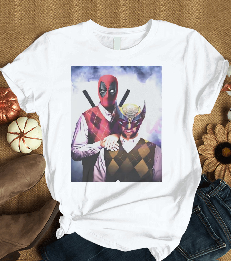 Retro Deadpool and Wolverine Step Brothers Iconic Parody Image T-Shirt