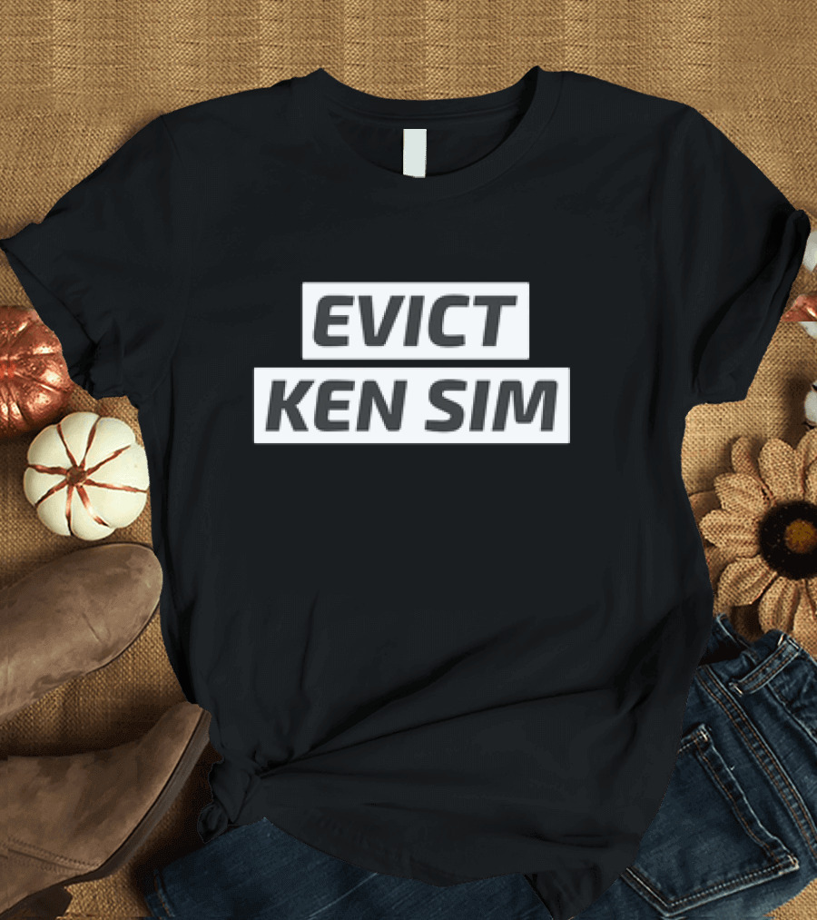 EVict Ken Sim Black Text Block Protest T-Shirt