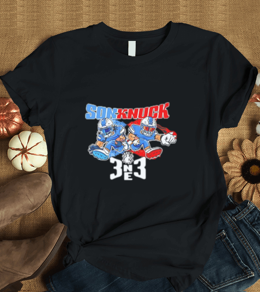 Son-Knuck 3NE3 Detroit Lions Inspired Football Characters T-Shirt
