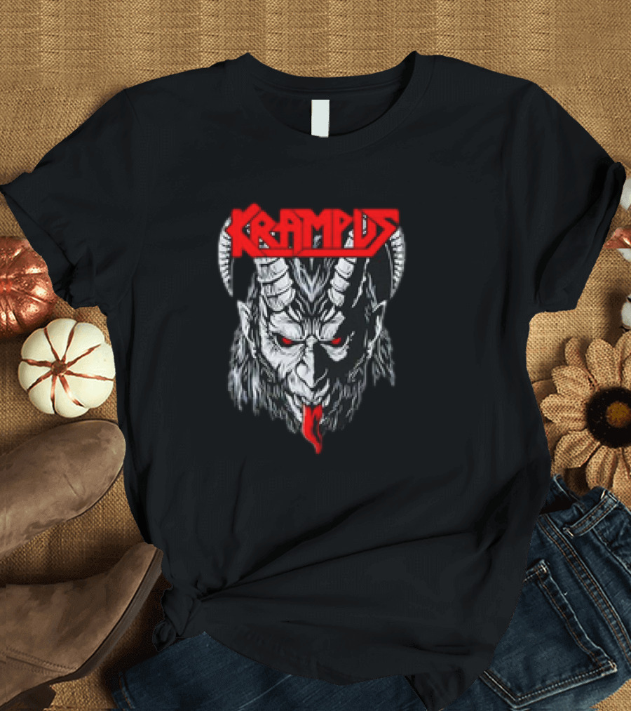Scerry Krampus Christmas Krampus Horned Demon Face T-Shirt