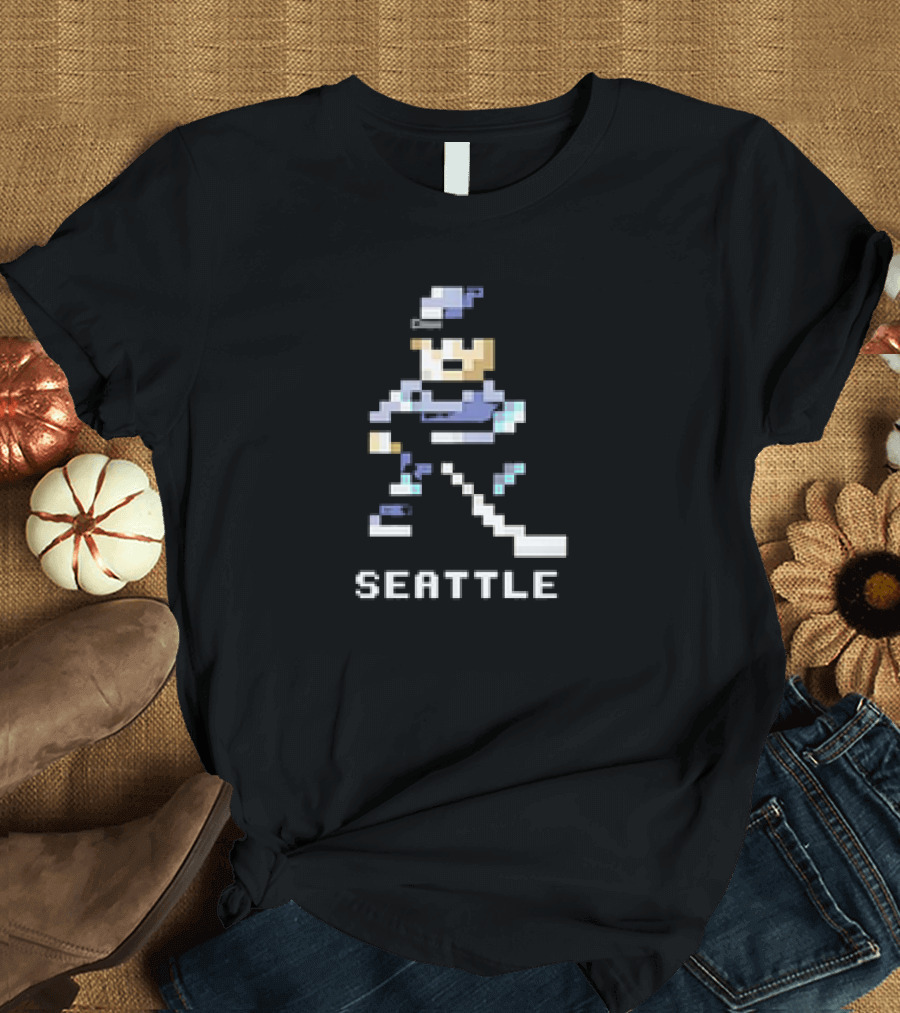 Seattle 8-Bit Hockey Pixel Art Player T-Shirt