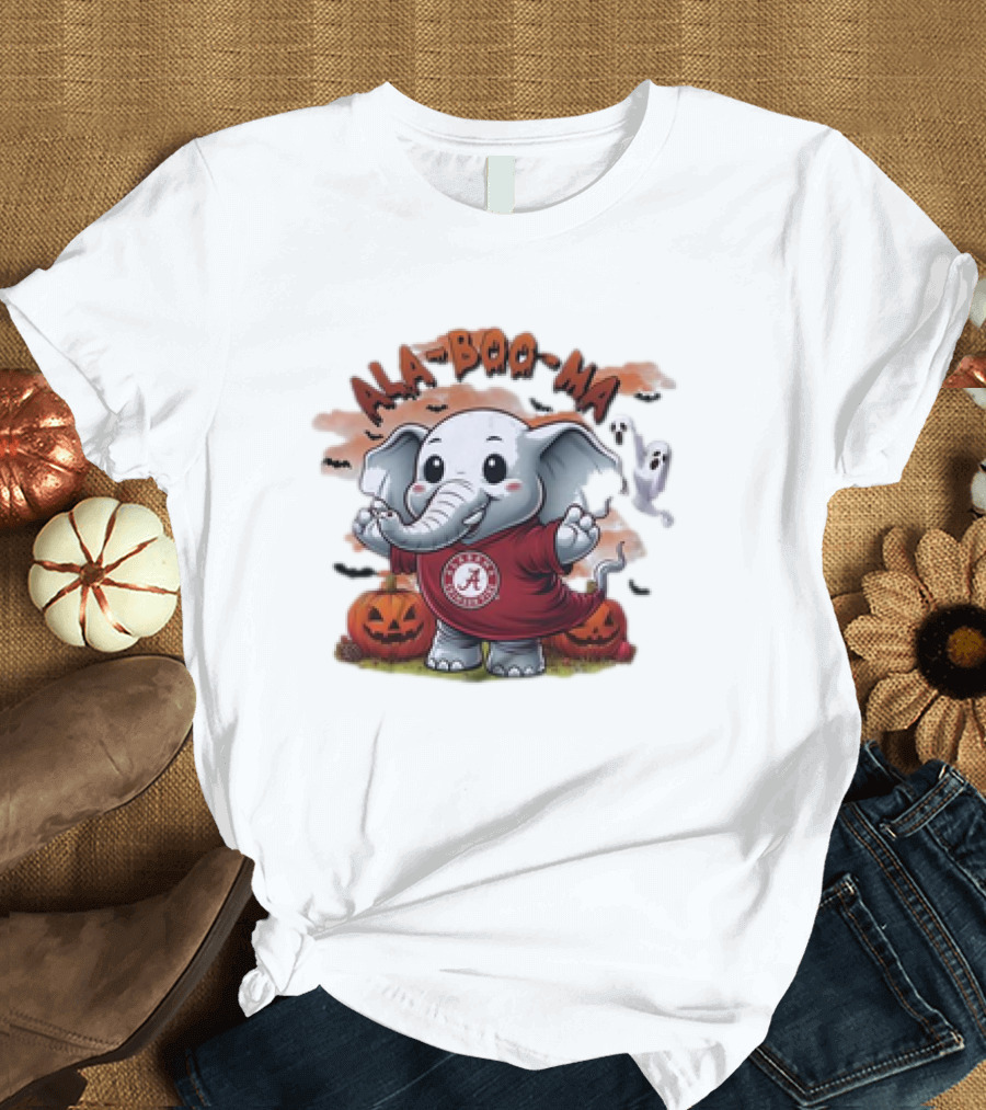 Ala-Boo-Ma Alabama Crimson Tide Cute Elephant Halloween Pumpkins Ghosts T-Shirt