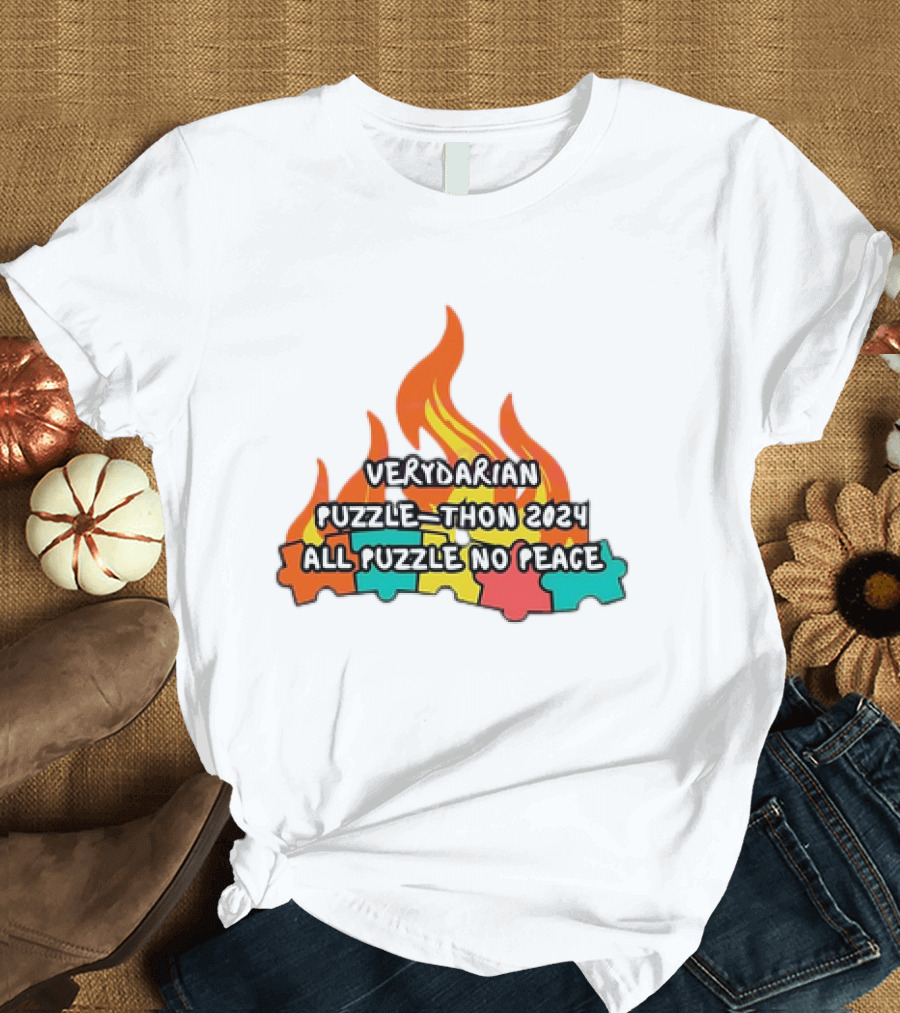Verydarian Puzzle Thon 2024 All Puzzle No Peace Flame Puzzle Pieces T-Shirt