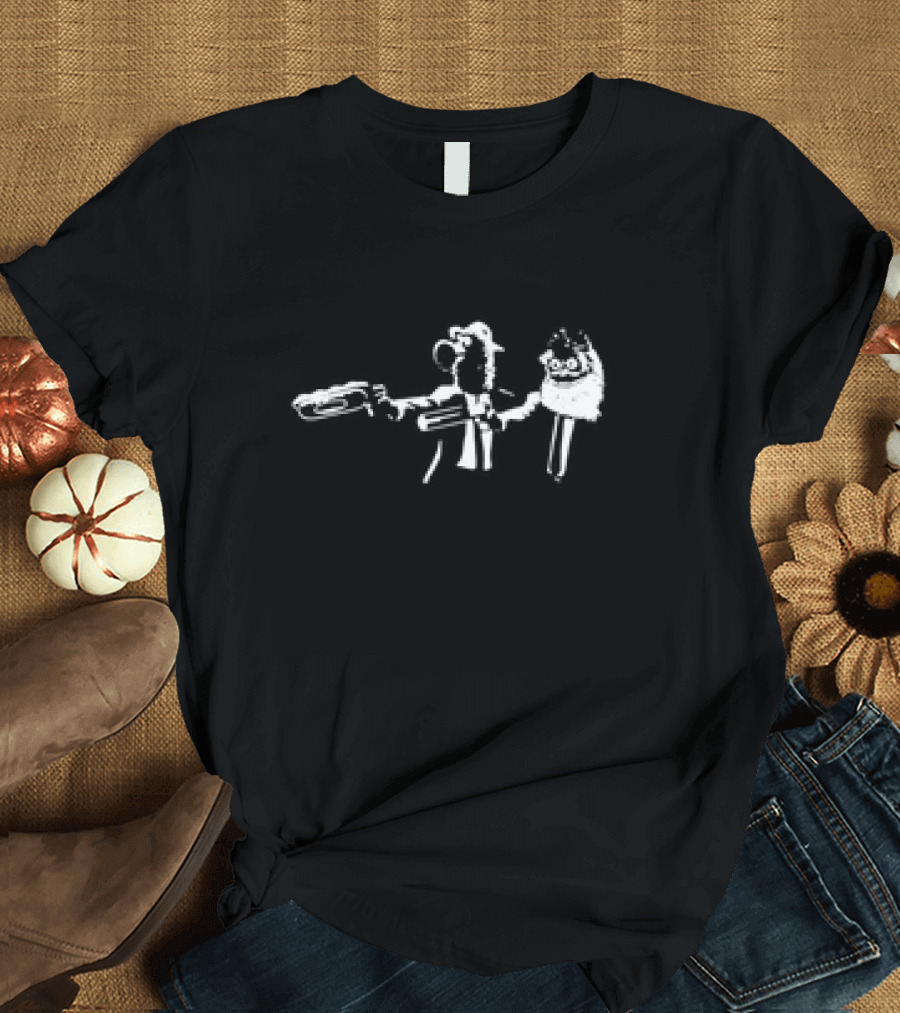 Gritty Phanatic Silhouette Stencil Dual-Wielding Baseball Mascot T-Shirt