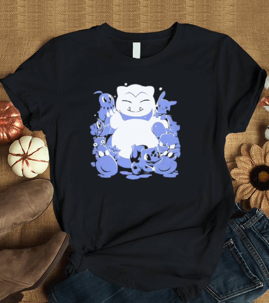 Snorlax Snowman Surrounded by Pokémon Snowlaxman T-Shirt