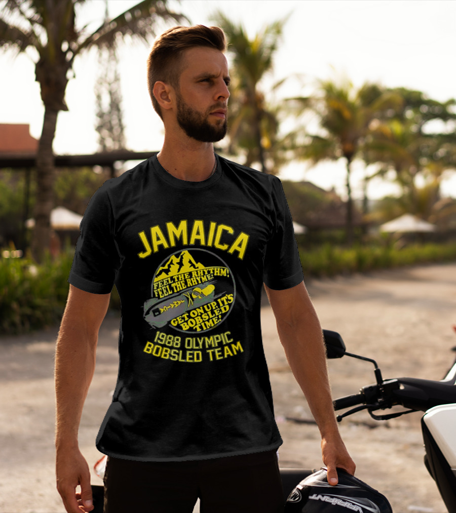 Jamaica 1988 Olympic Bobsled Team Feel The Rhythm Feel The Rhyme Get On Up It's Bobsled Time T-Shirt