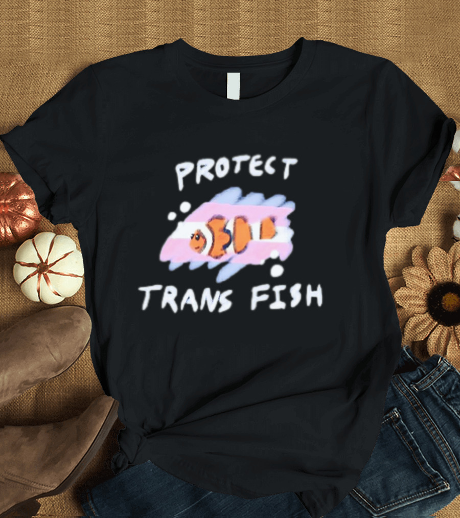 Protect Trans Fish Clownfish with Transgender Flag Colors T-Shirt