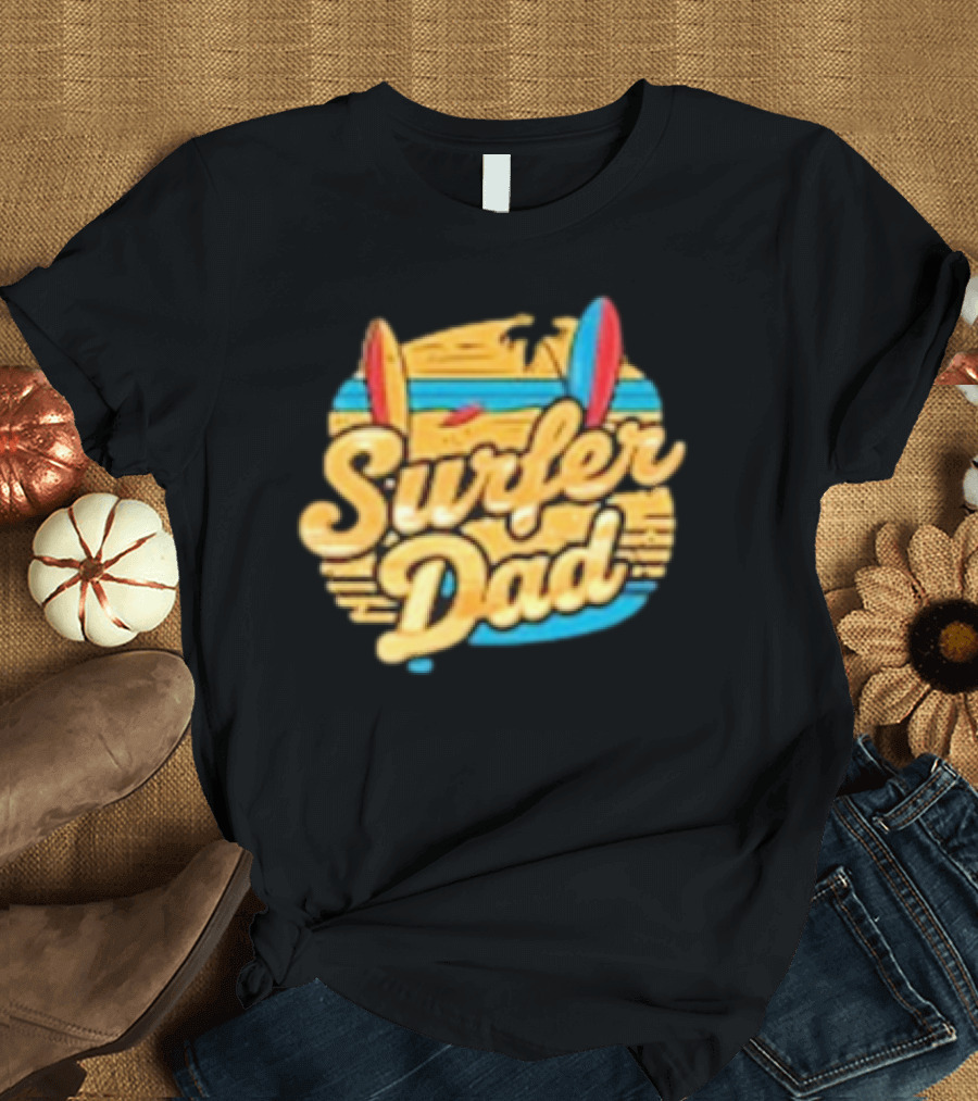 Surfer Dad Beach Sunset Father’s Day Surfboards Vintage T-Shirt