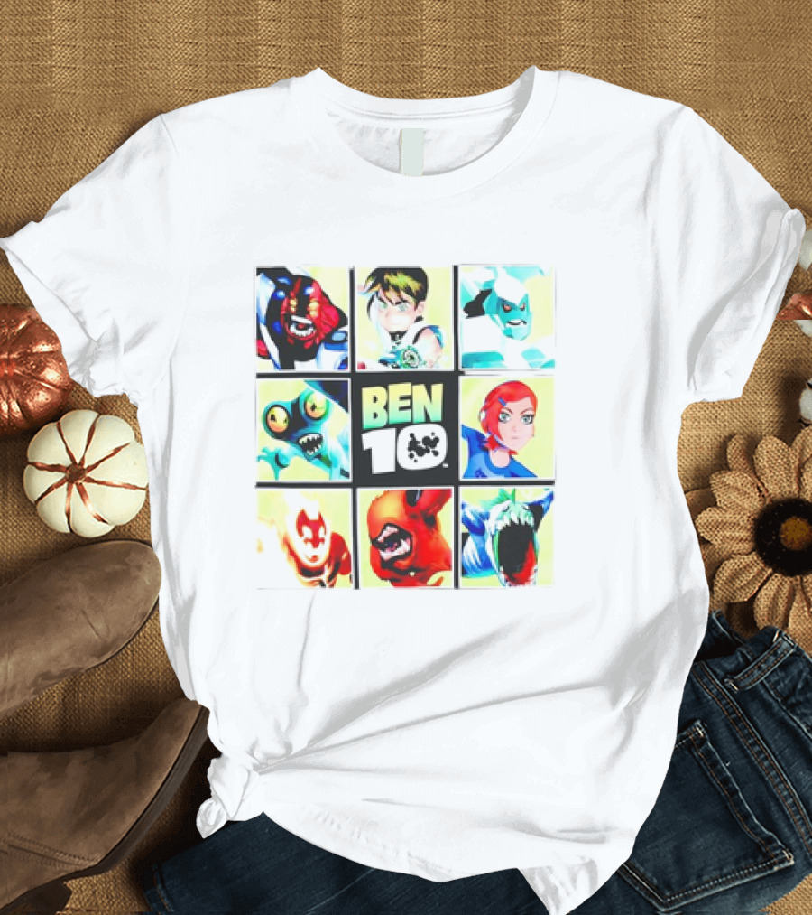 Ben 10 Cartoon Characters Collage T-Shirt