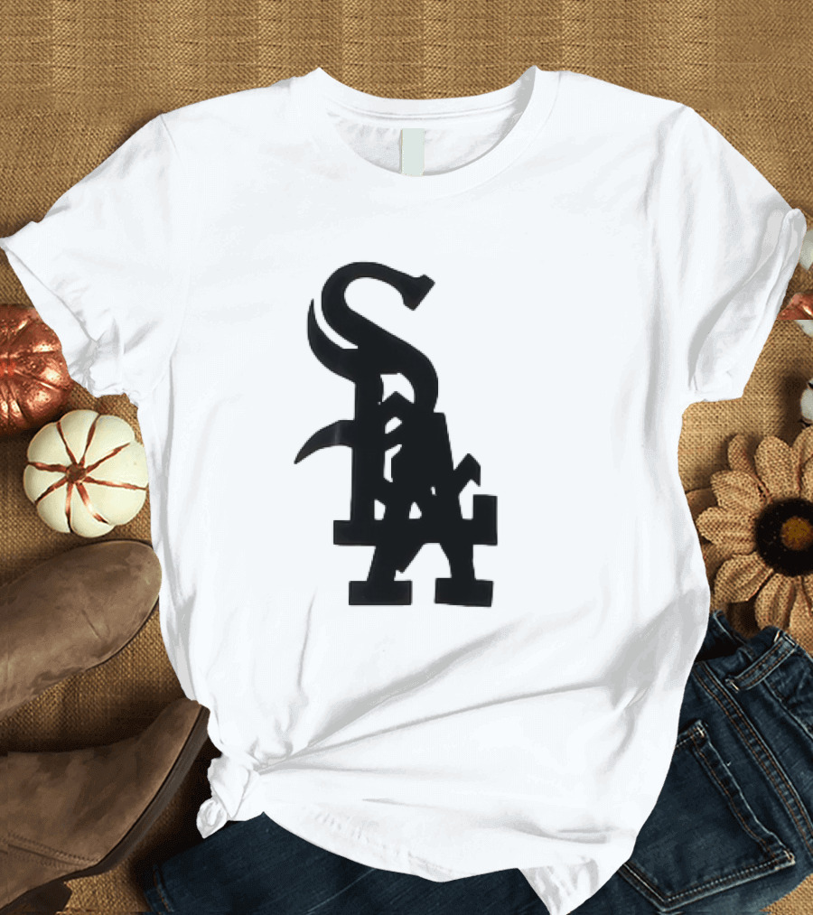 Chicago White Sox and Los Angeles Dodgers Logo Combination T-Shirt