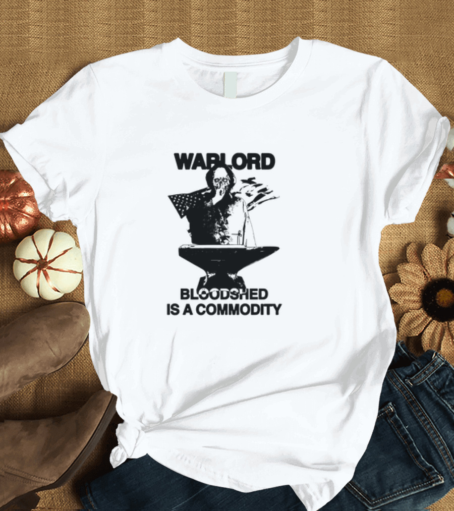 Warlord Bloodshed Is a Commodity Grim Reaper Anvil American Flag T-Shirt