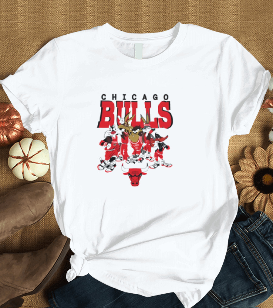 Chicago Bulls Looney Tunes NBA Basketball Cartoon Characters T-Shirt