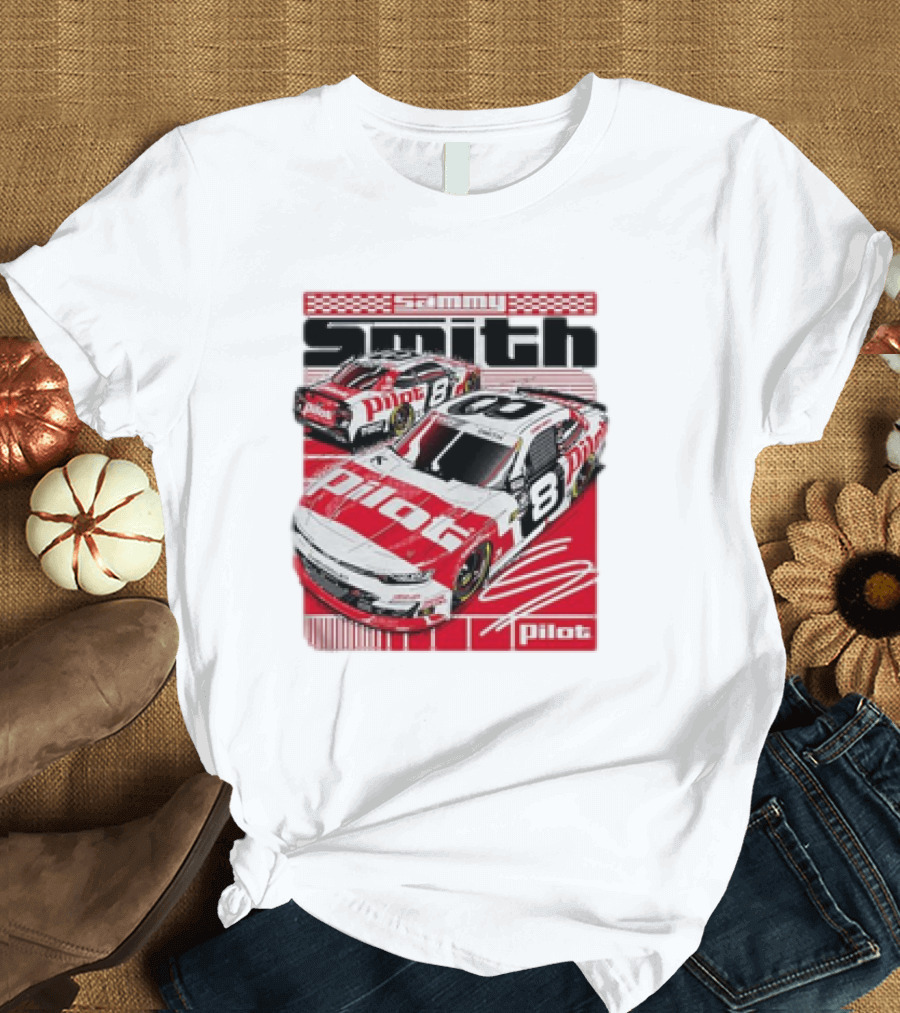 Sammy Smith #8 Pilot Racing Car JR Motorsports Red And White T-Shirt