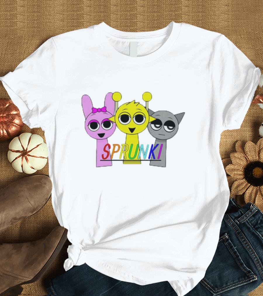 SPRUNKI Game Main Characters Bunny Chick and Cat T-Shirt