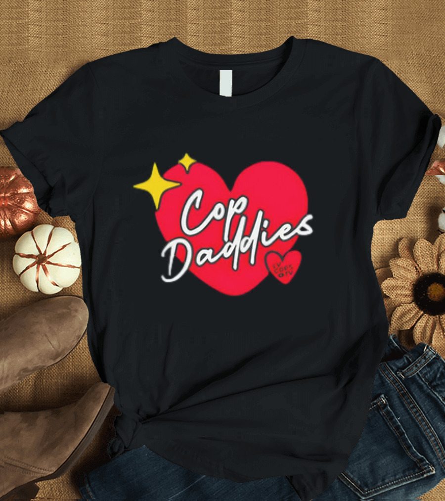 Cop Daddies Heart I Love Cops Girl Stars T-Shirt