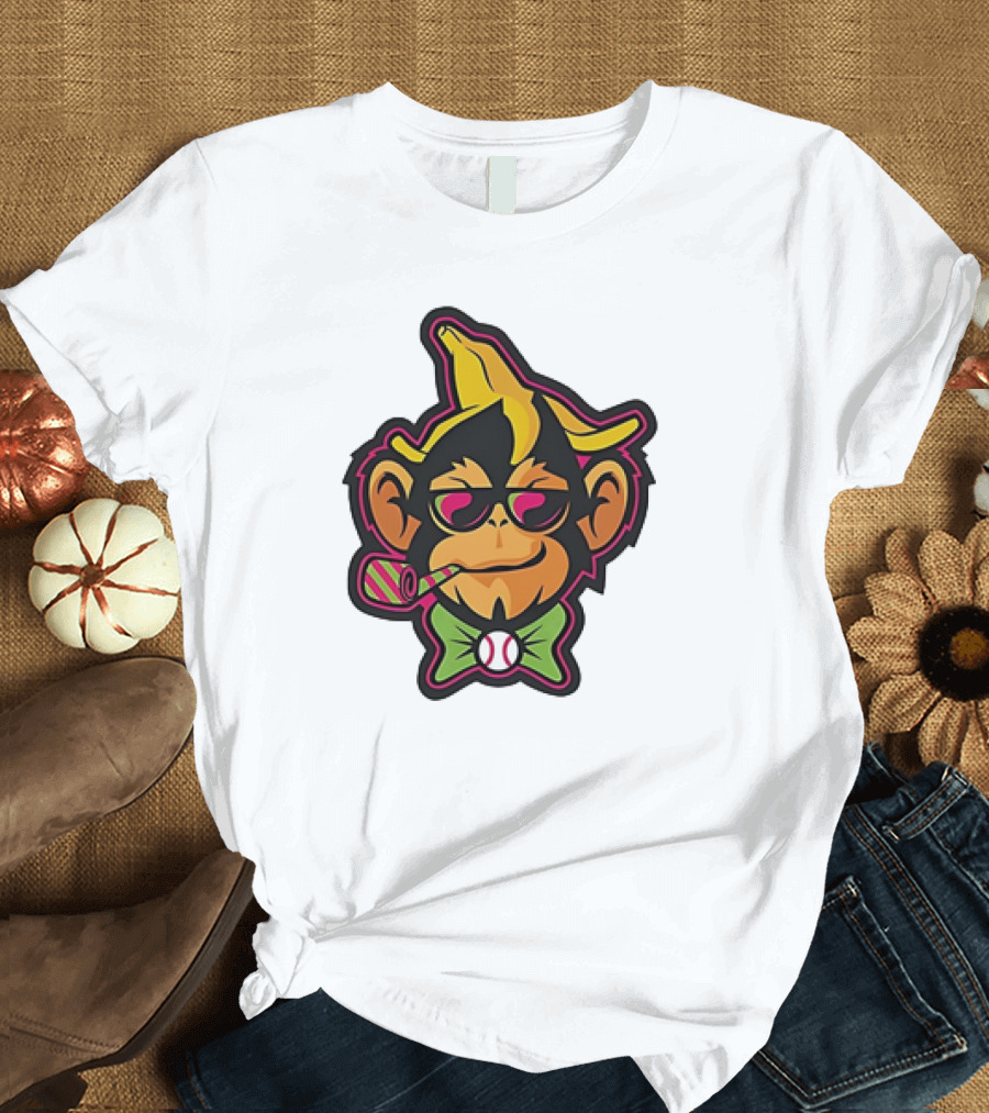 Banana Ball Party Animals Cool Monkey Baseball Vibe T-Shirt