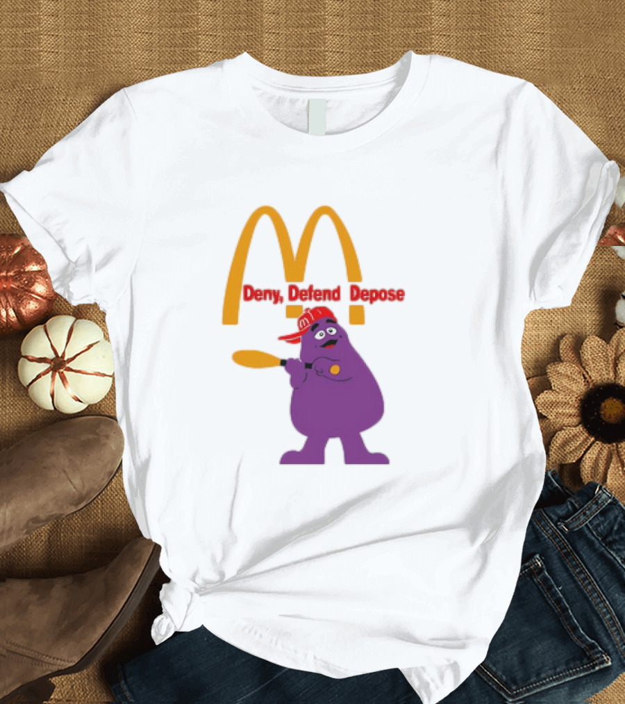 Grimace Baseball Bat Deny Defend Depose McDonald's Mascot T-Shirt