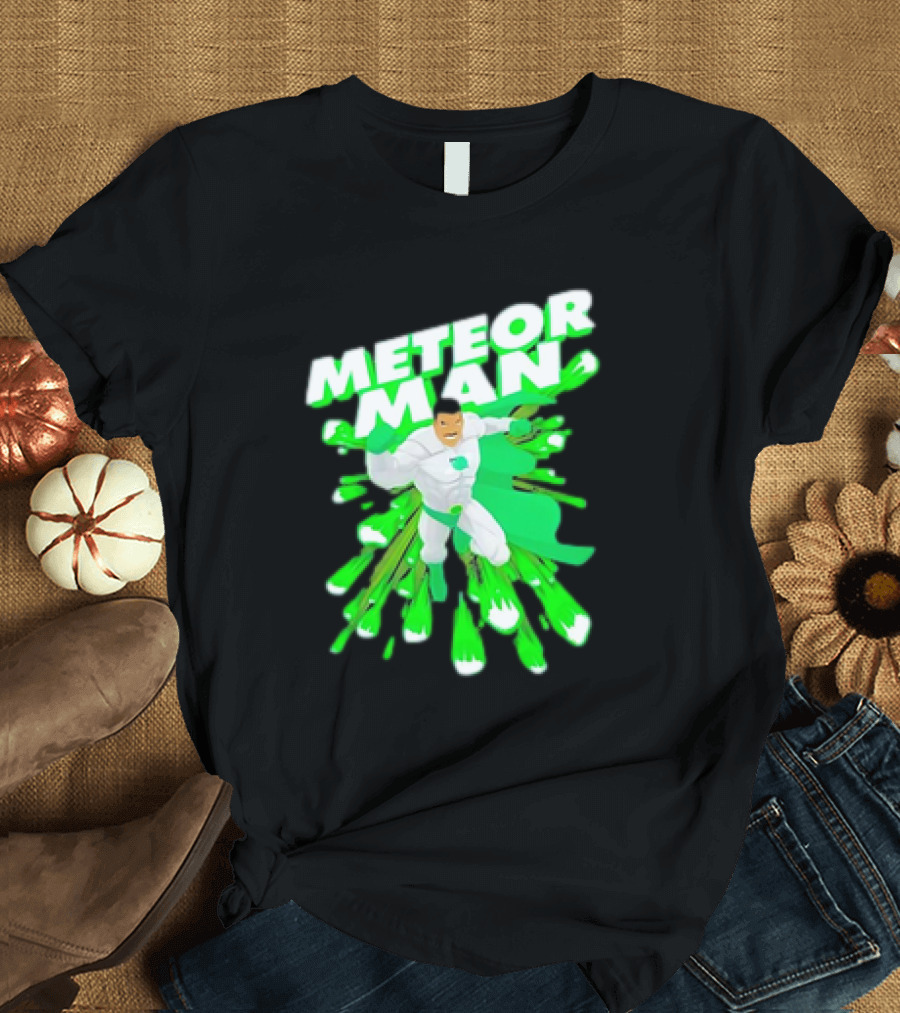 Meteor Man Heroic Pose with Green Comet Effect T-Shirt