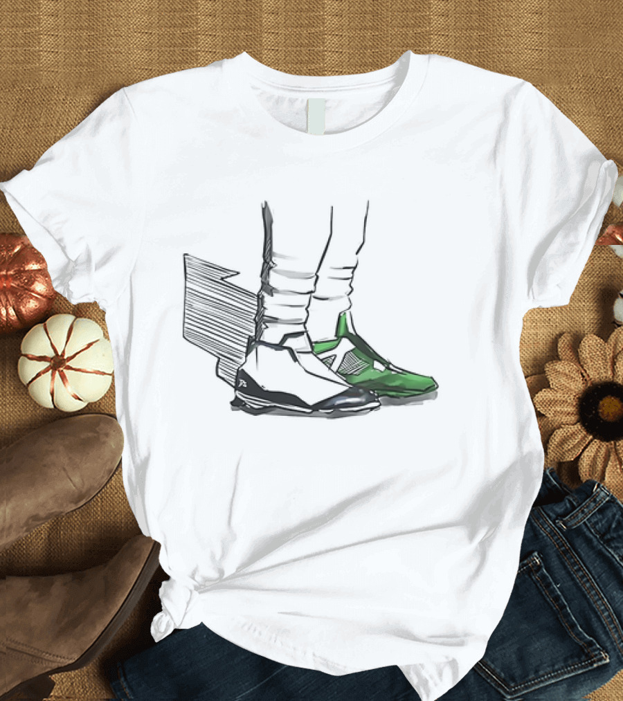 Jalen Two-Shoes Hurts Dual-Colored Sports Footwear Combo T-Shirt