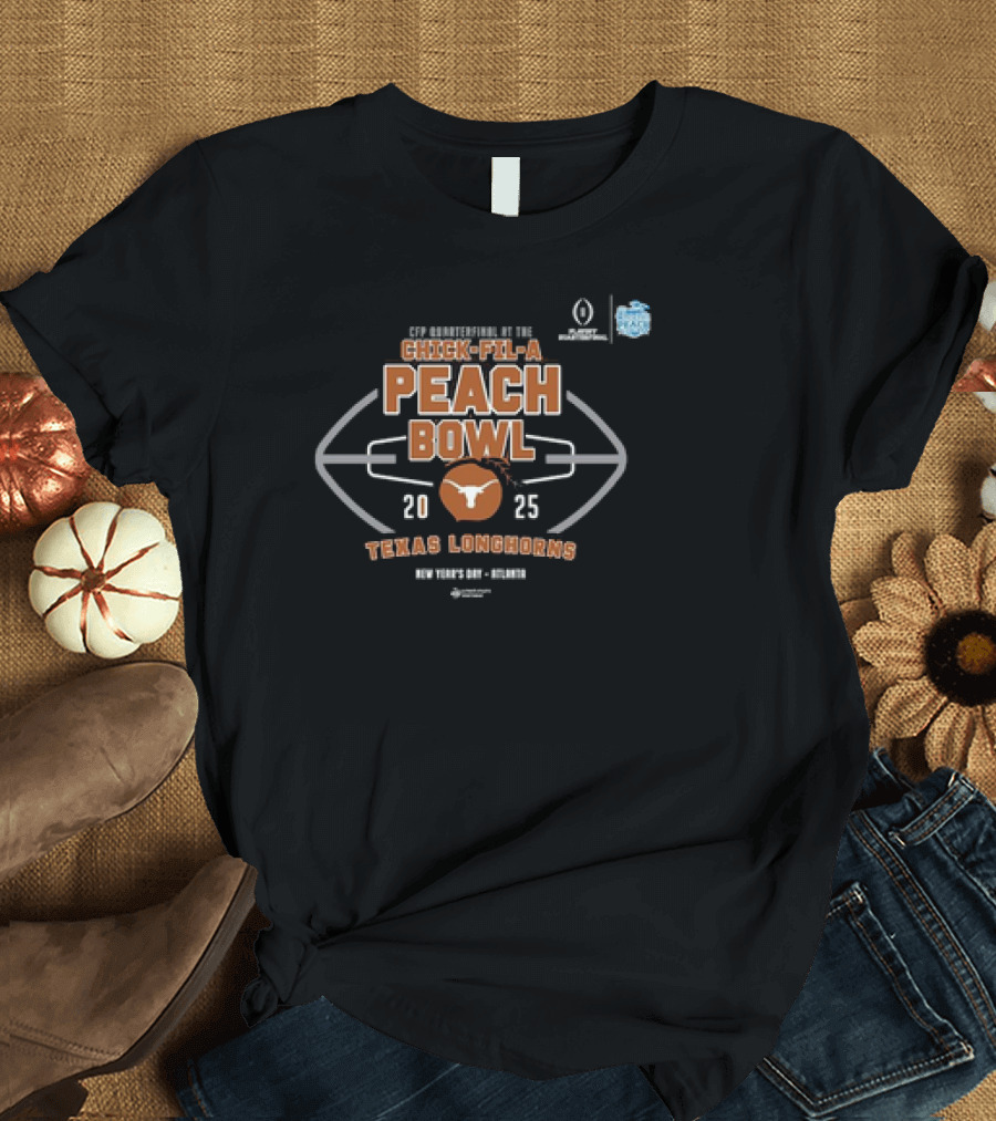 Texas Longhorns 2025 CFP Chick-fil-A Peach Bowl New Year's Day Atlanta T-Shirt