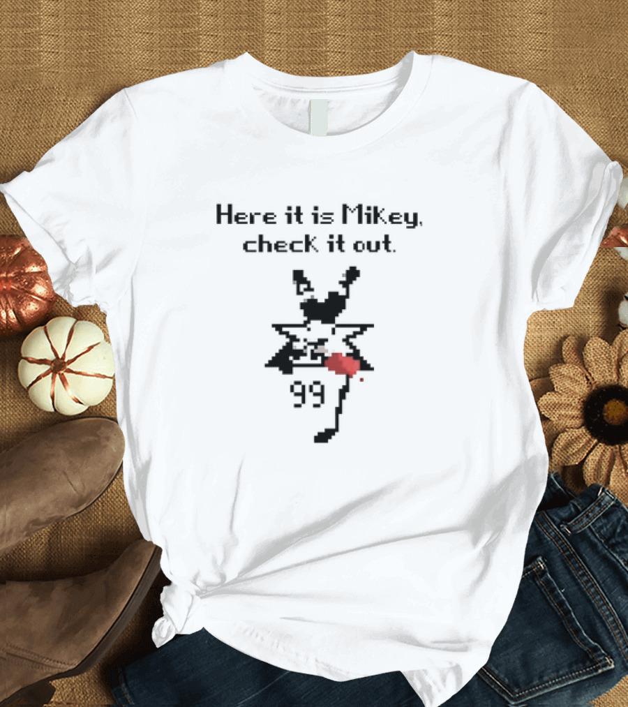 Here it is Mikey Check it Out 99 Pixelated Star Character with Tongue Out T-Shirt