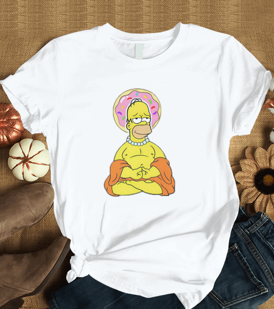 Simpsons Homer Buddha Donut Halo Meditation T-Shirt