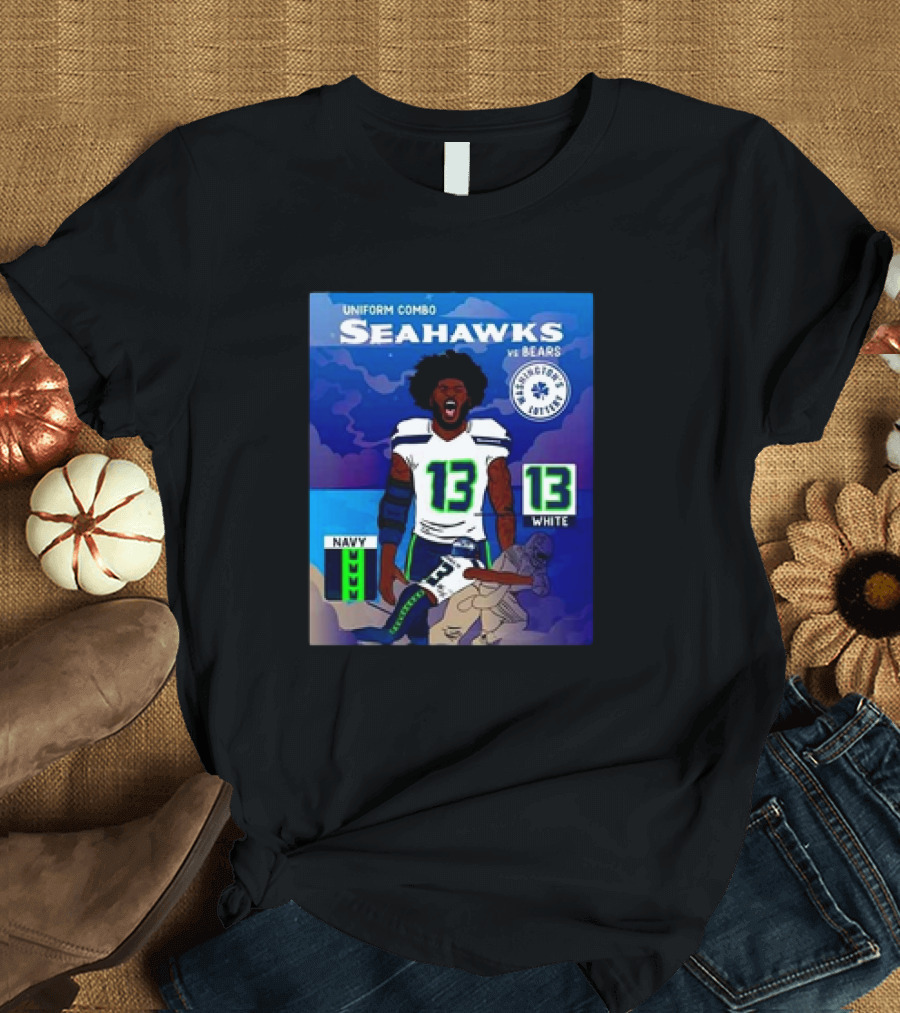Uniform Combo Seattle Seahawks Vs Chicago Bears Navy White 13 T-Shirt