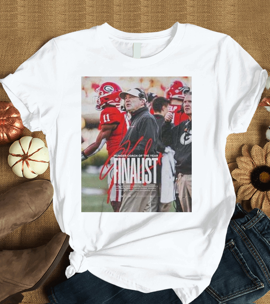 Finalist George Munger Coach Of The Year Georgia Bulldogs Football Signature T-Shirt
