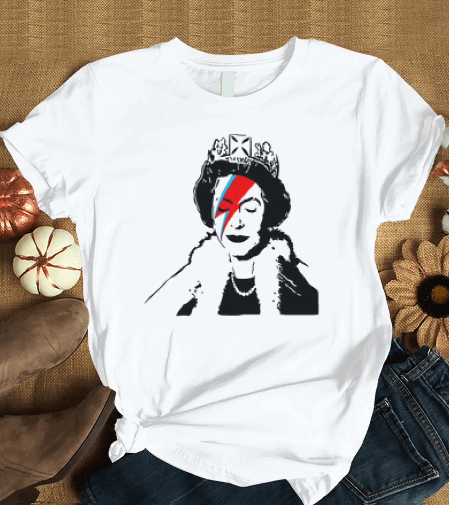 Queen Elizabeth Bowie Lightning Face Paint T-Shirt