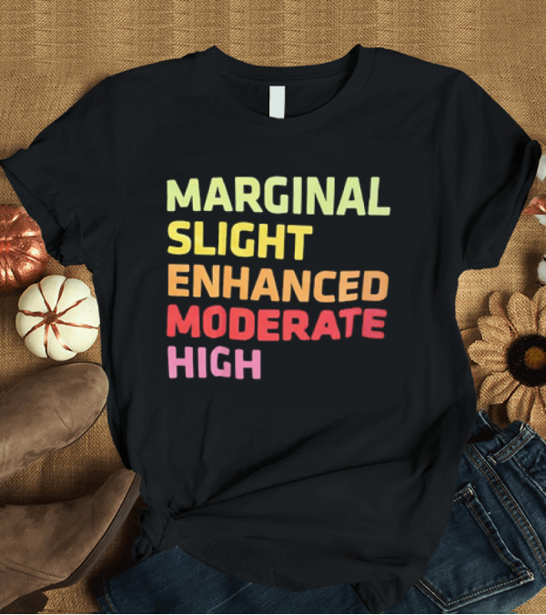T-Shirt: Marginal Slight Enhanced Moderate High Gradient Text T-Shirt Marginal Slight Enhanced Moderate High Gradient Text T-Shirt