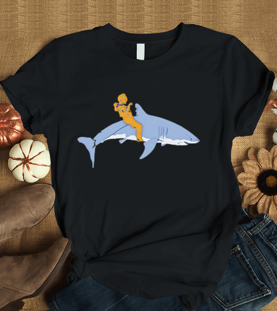 Diver Riding a Shark in T-Shirt