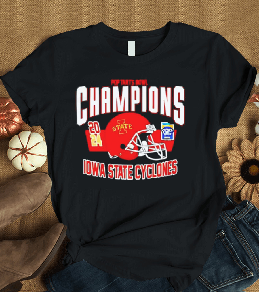 Iowa State Cyclones 2024 Pop-Tarts Bowl Champions Football Helmet Victory T-Shirt