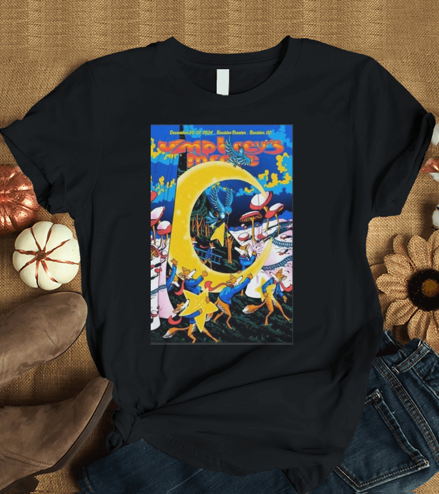 Umphrey’s Mcgee Boulder Theater December 30-31 2024 Denver CO Event Fantasy Art with Foxes and Owl T-Shirt