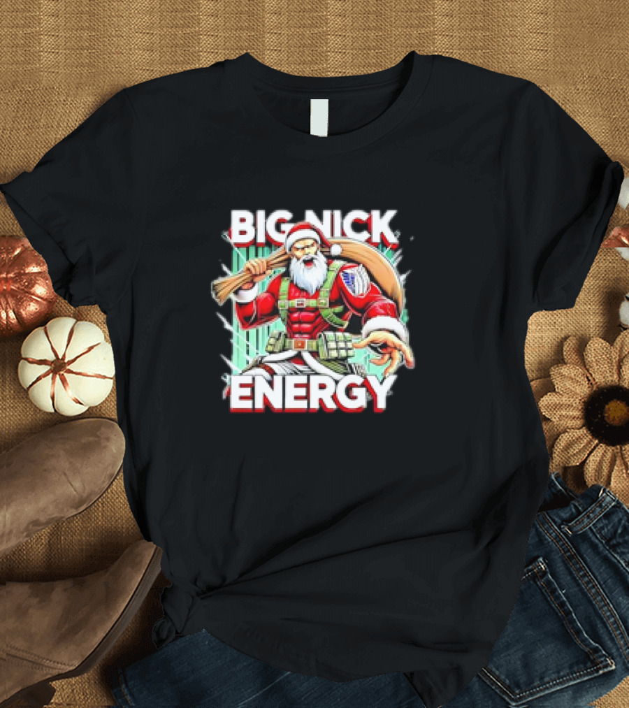 BIG NICK ENERGY Santa Warrior with Baseball Bat T-Shirt