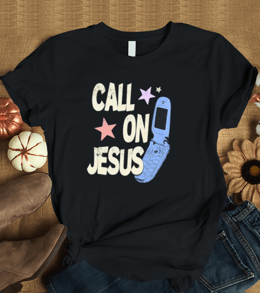 CALL ON JESUS STARS VINTAGE FLIP PHONE RETRO CASUAL T-Shirt