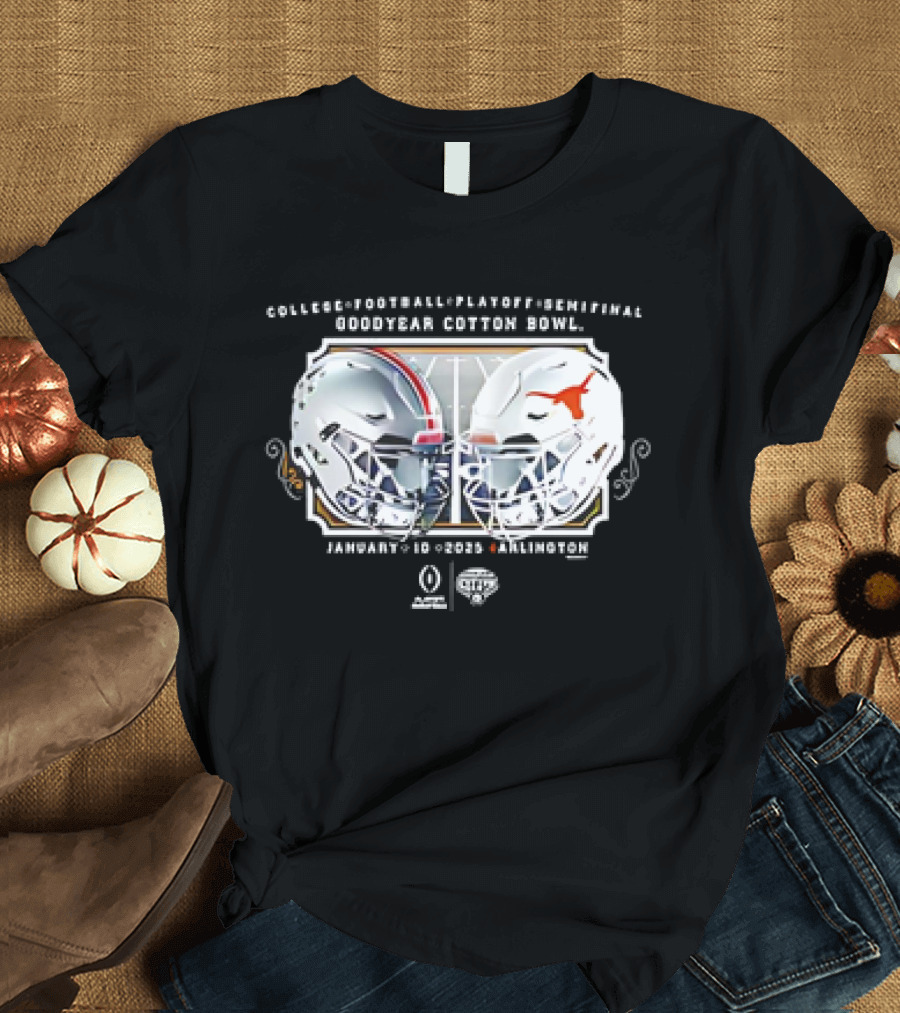 Goodyear Cotton Bowl 2025 College Football Playoff Semifinal Ohio State Buckeyes vs Texas Longhorns January 10 Arlington T-Shirt