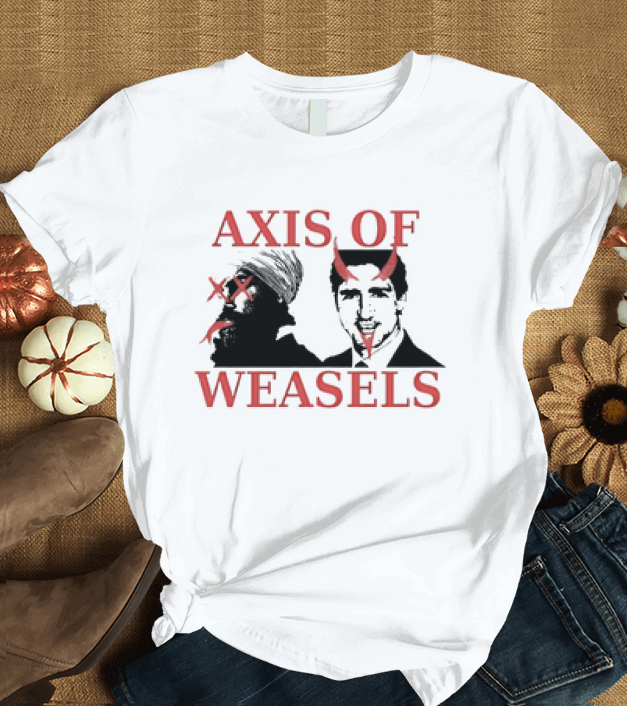 Axis Of Weasels Classic Political Satire Leaders with Devil Horns T-Shirt