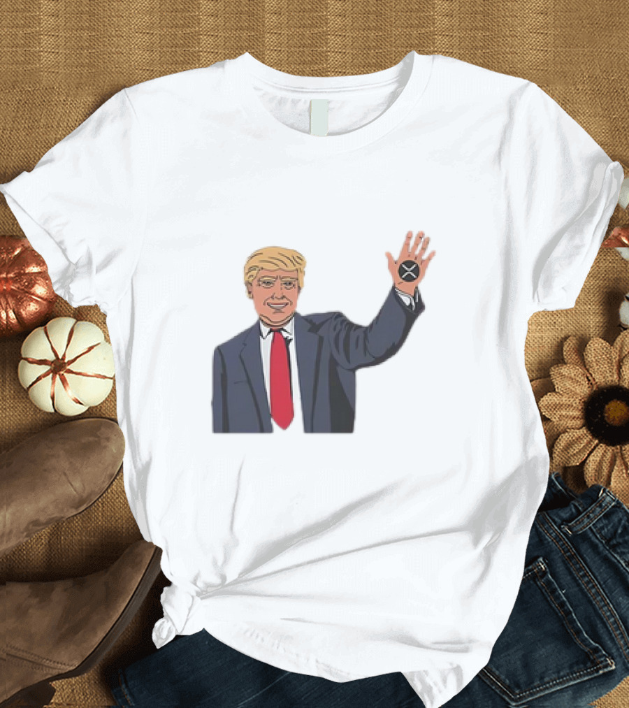 Trump Raising XRP Coin Hand T-Shirt