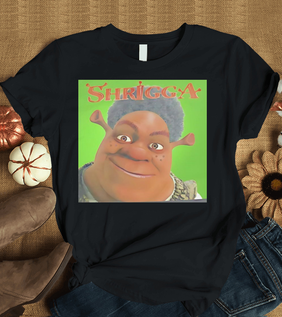 Shrigga Shrek Parody Green Background T-Shirt